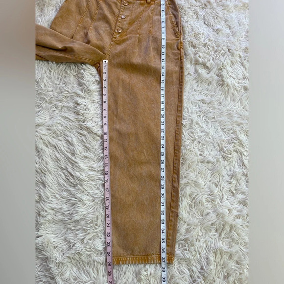 NWT YFB Pants Gold Acid Wash ButtonFly Elastic Waistband high rise pants size L - Picture 11 of 12